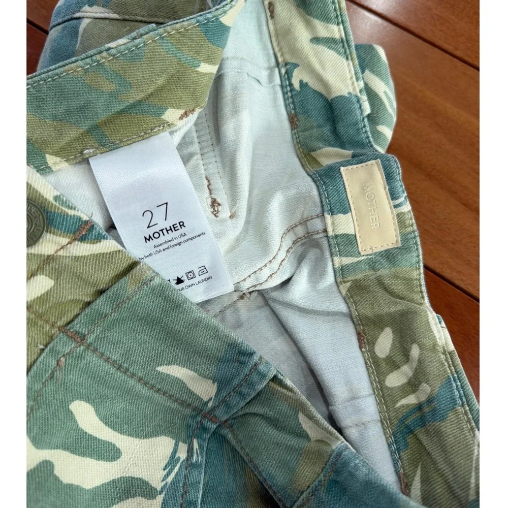 MOTHER The Twister‎ Cargo Shorts Womens Green Camo Utility High Rise Size 27